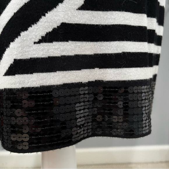 NEW INC Stripe Colorblock Iridescent Sequins Two Tone Bateau Knit Midi Dress NWT - Picture 15 of 16